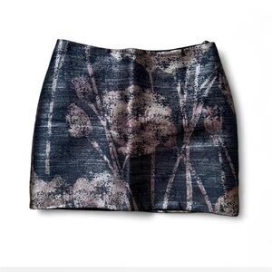 Elegant Floral Mini Skirt - Navy and Blush